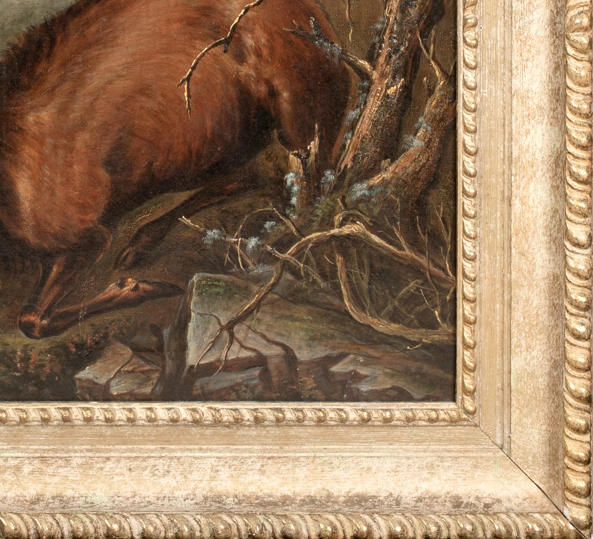 Battaglia dei Re, XIX secolo

Cerchio di Sir Edwin Landseer (1802-1873)

Grande scena delle Highlands scozzesi del XIX secolo con due cervi che combattono, olio su tela. Scena delle Highlands del 1870 circa, di buona qualità e in buone condizioni,