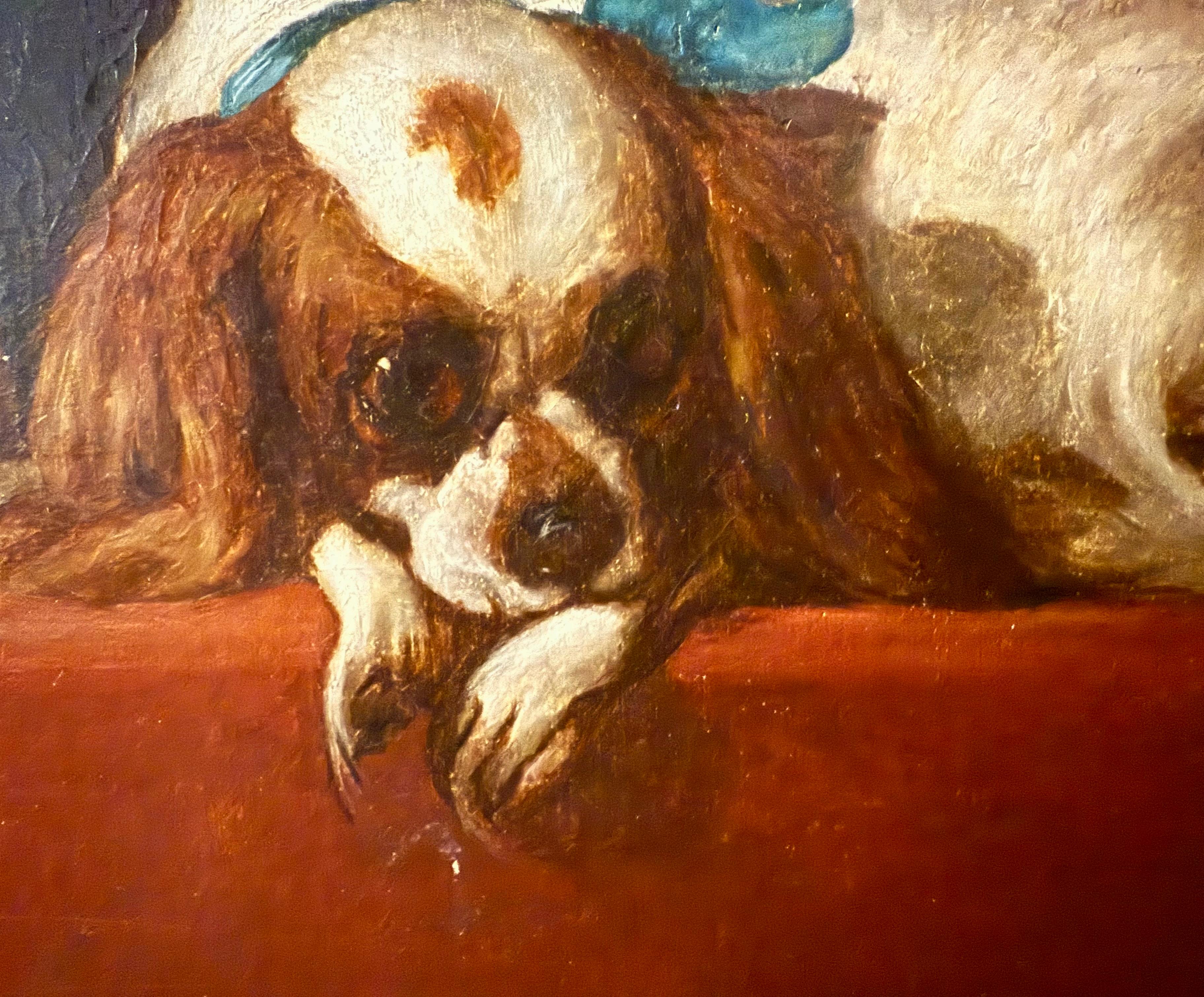 „Cavalier's Pets“ Ölgemälde des 19. Jahrhunderts im Angebot 4