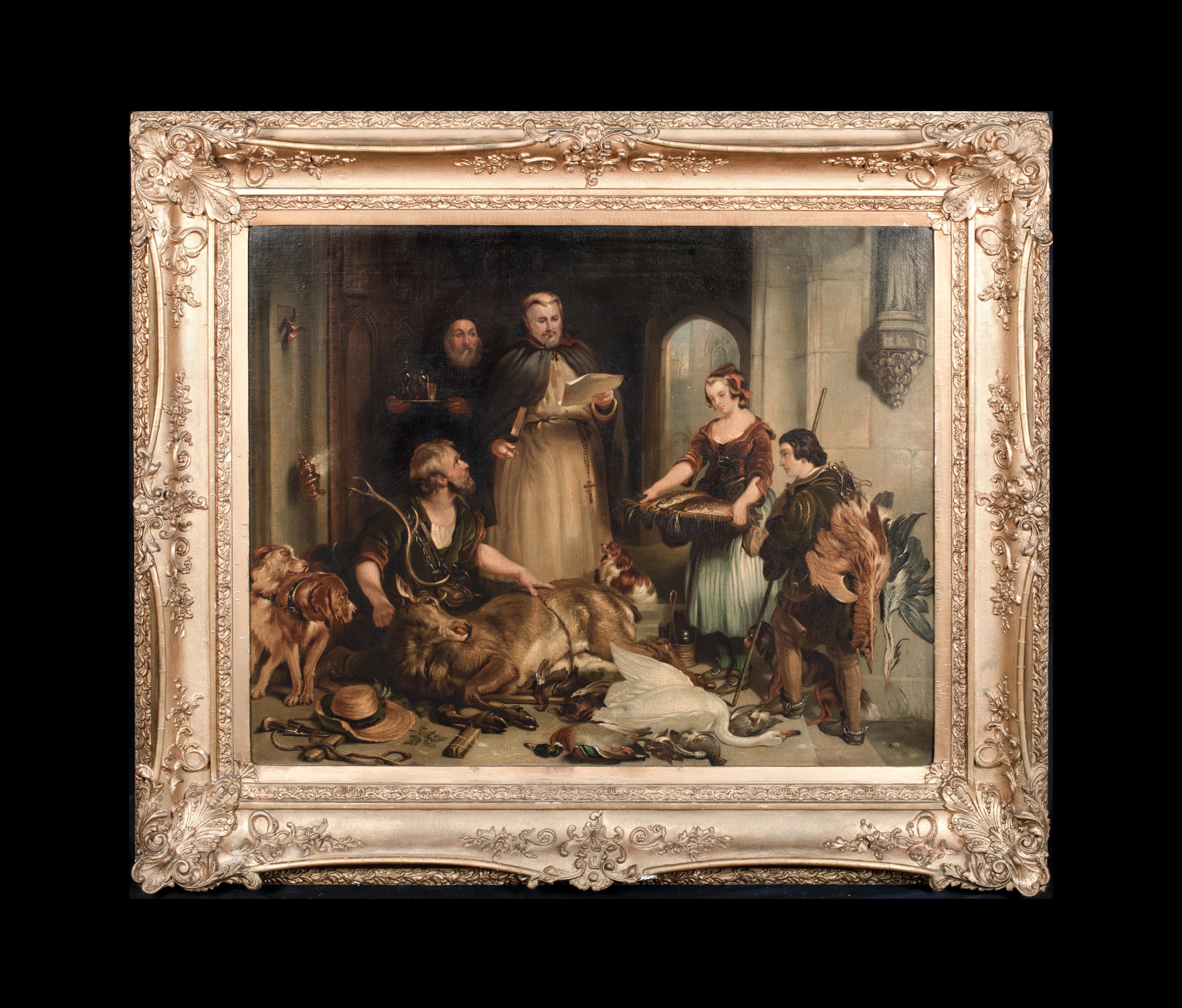 Le retour des chasseurs, Abbaye de Bolton, 19e siècle  Cercle de Sir Edwin Henry Landse - Painting de Sir Edwin Henry Landseer