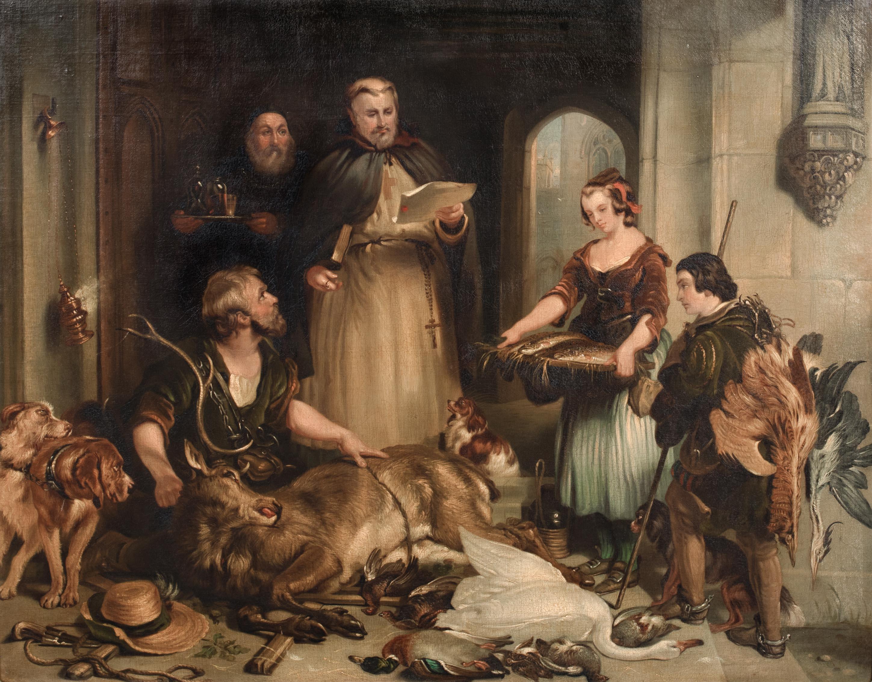 Le retour des chasseurs, abbaye de Bolton, 19e siècle

Cercle de Sir Edwin Henry Landseer

Grande scène médiévale du XIXe siècle représentant le retour d'un chasseur à l'abbaye de Bolton, huile sur toile. Scène d'intérieur d'excellente qualité et