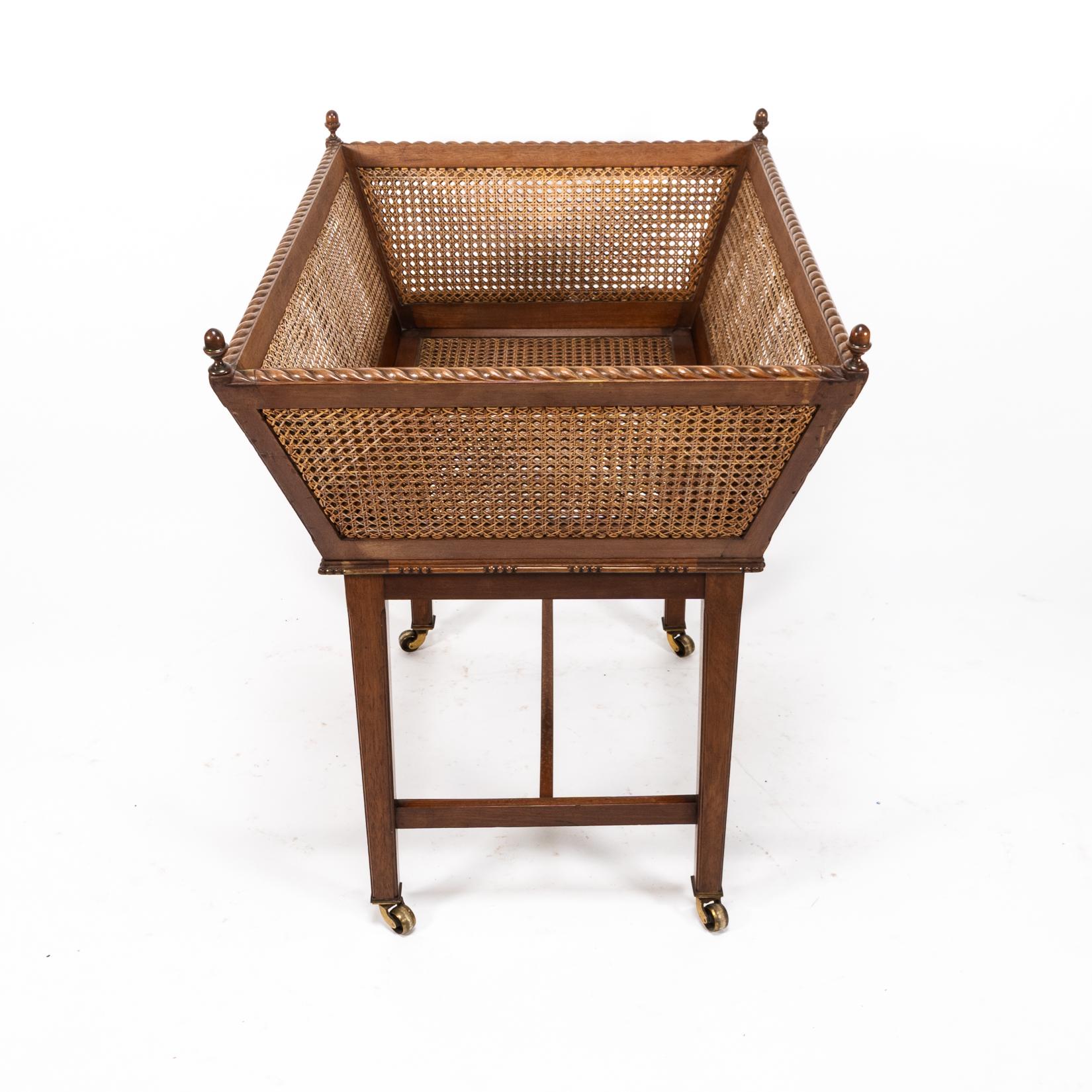 Arts and Crafts Sir Edwin Landseer Lutyens. A Rare Newspaper Basket with Acorn Finials For Sale