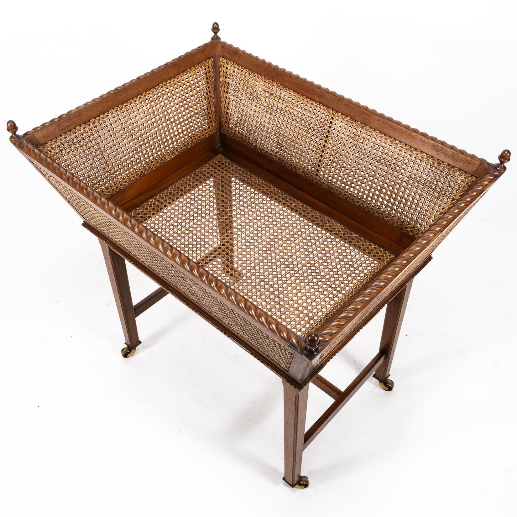 British Sir Edwin Landseer Lutyens. A Rare Newspaper Basket with Acorn Finials For Sale
