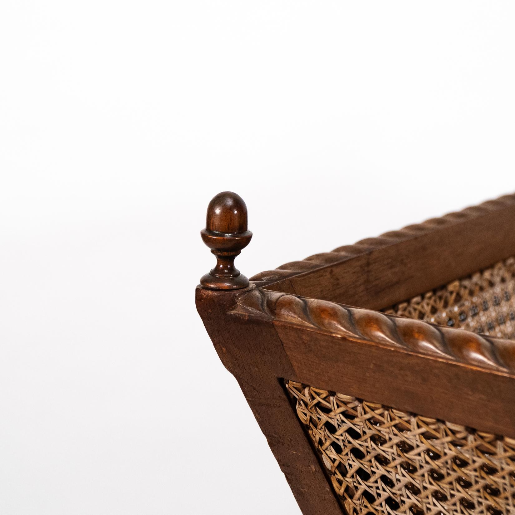 Cane Sir Edwin Landseer Lutyens. A Rare Newspaper Basket with Acorn Finials For Sale