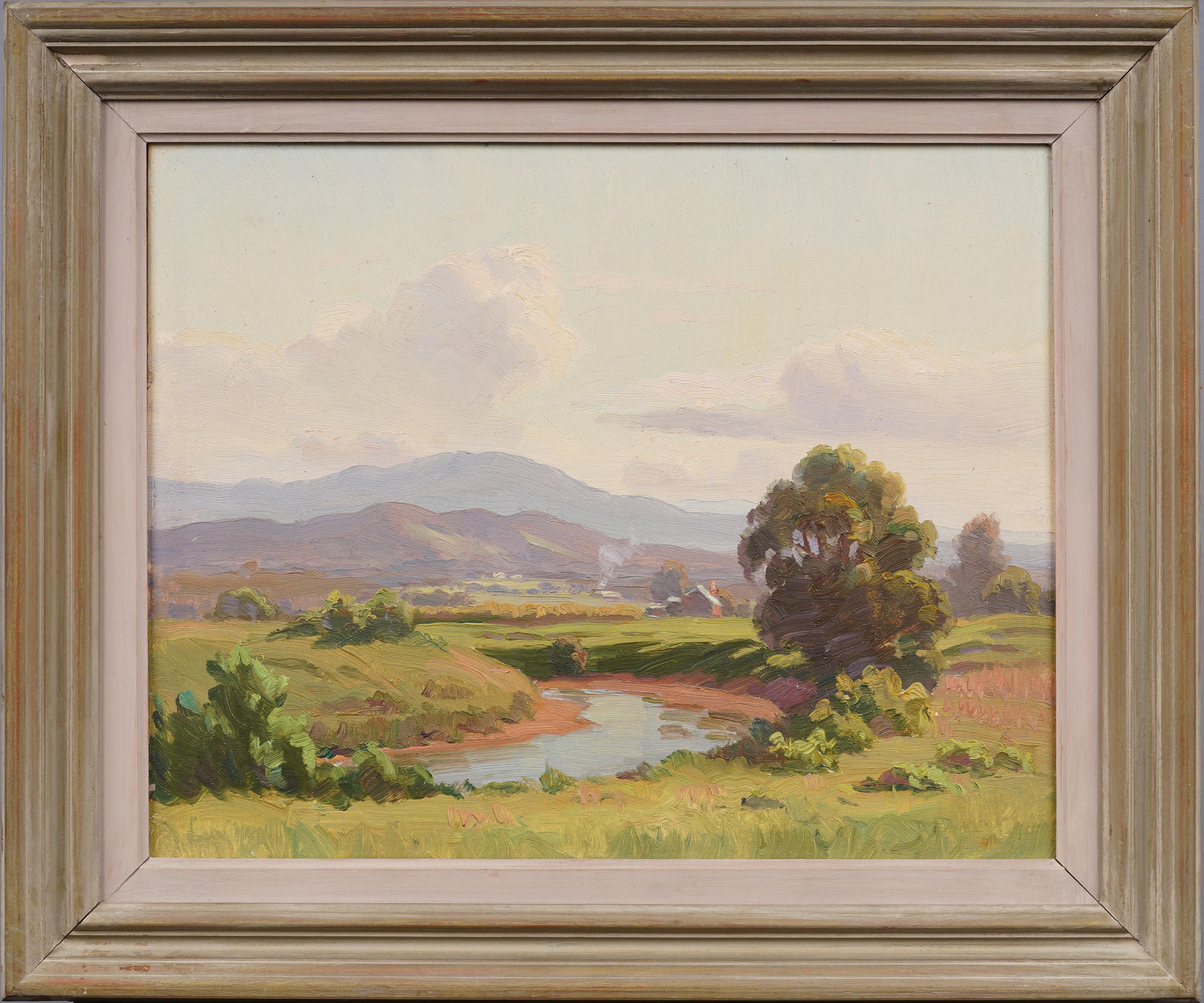 Landscape Painting de Sir Erik Langker - Antiguo cuadro al óleo firmado y enmarcado Paisaje impresionista australiano de Victoria
