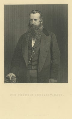 Sir Francis Crossley, Halifax Carpet Manufacturer, Antique Engraved Portrait