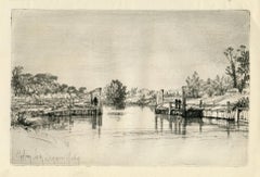 "Egham Lock" original etching
