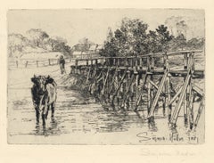"The Village Ford" signed original etching