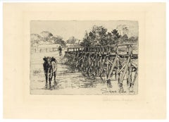 "The Village Ford" signed original etching