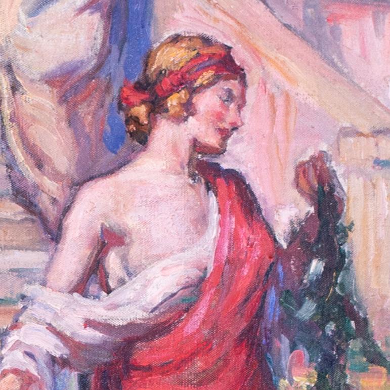 Britannique, début du 20e siècle Peinture à l'huile représentant des dames dans un jardin - Impressionnisme Painting par Sir Frank Brangwyn