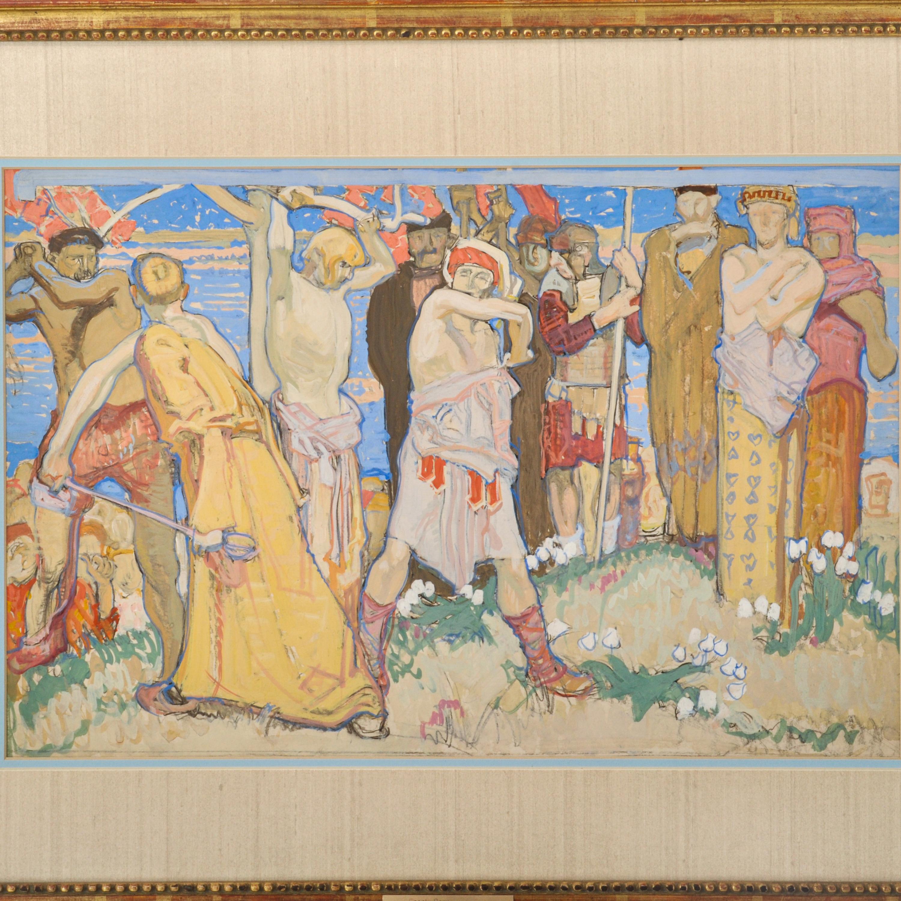 Frank Brangwyn Pittura Studio Murale Ospedale di Cristo Ovest Horsham Inghilterra 1912 - Art di Sir Frank Brangwyn