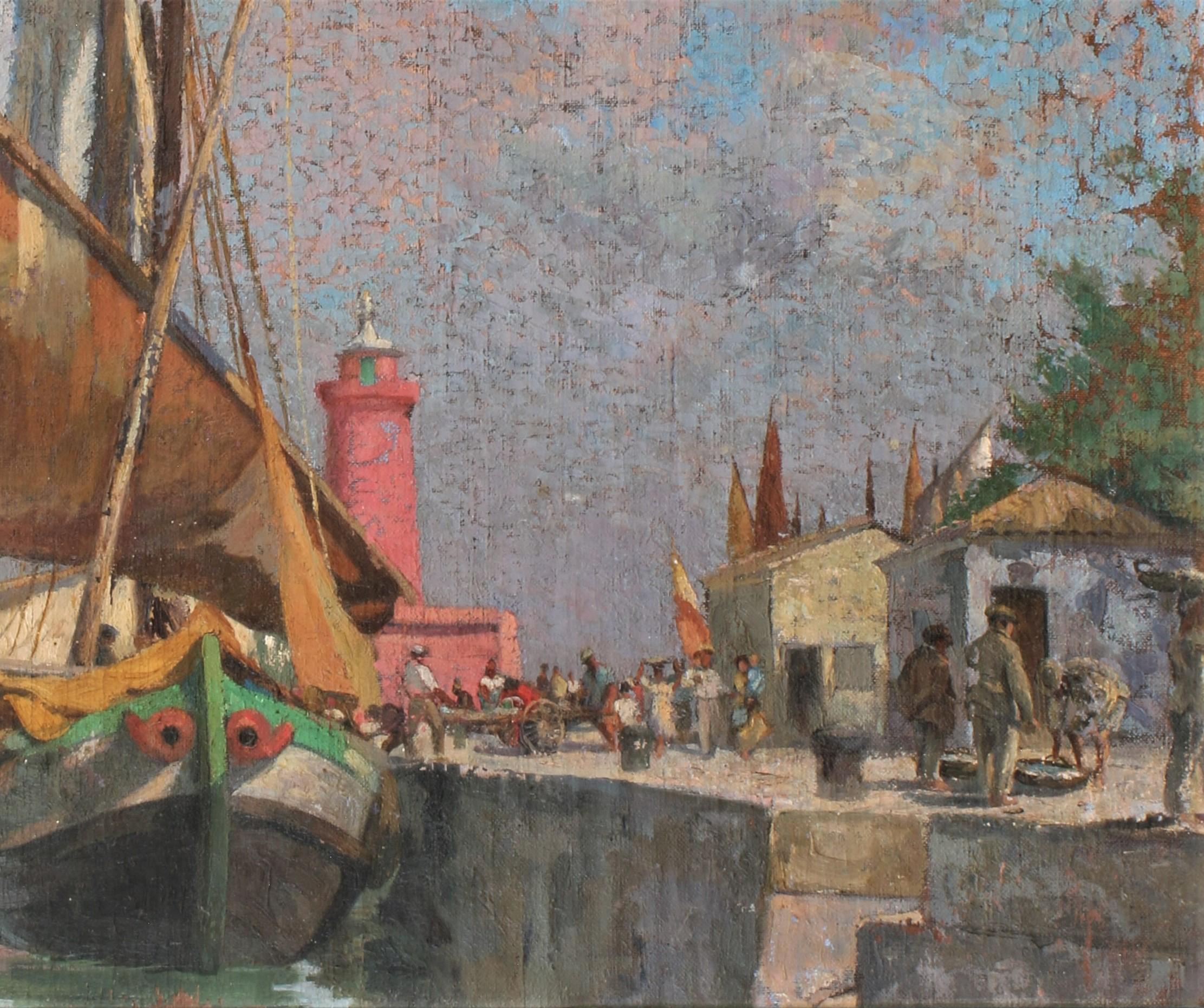 Harbour scene  - Painting by Sir Frank Brangwyn