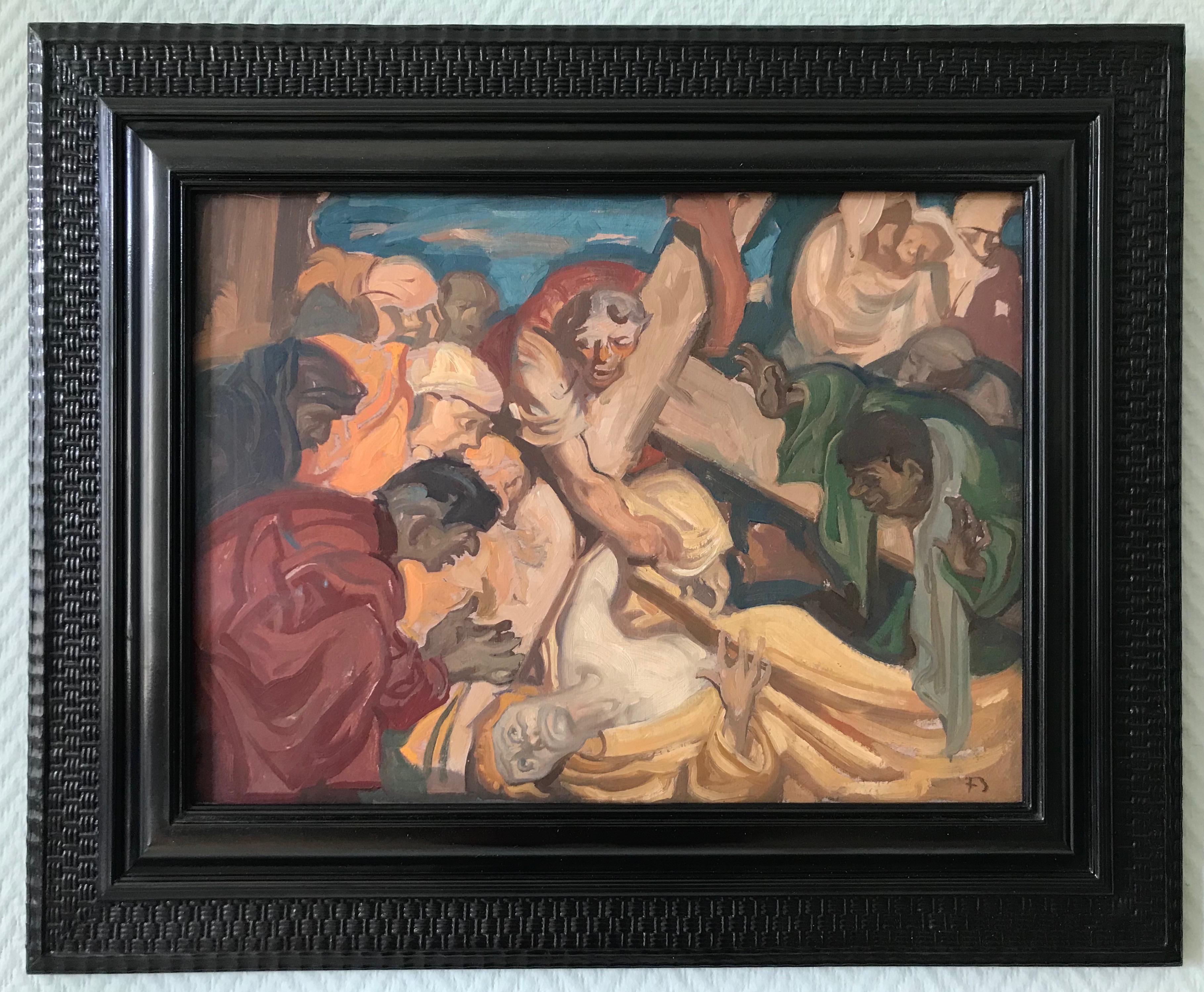 Study for The 9th Station of the Cross, Jesus Falls the third Time - Painting by Sir Frank Brangwyn