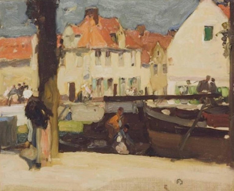 Sir Frank Brangwyn Unloading The Barges A Genre Scene