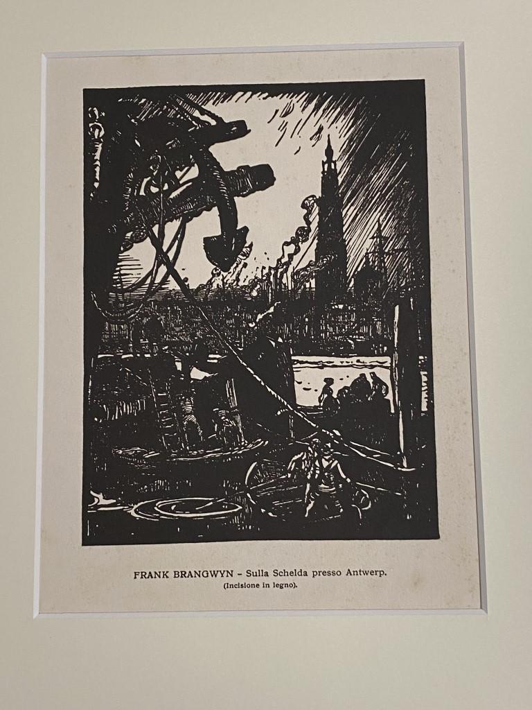 Sir Frank Brangwyn Figurative Print - On the Schelda close to Antwerp - Original Woodcut by Frank Brangwyn 