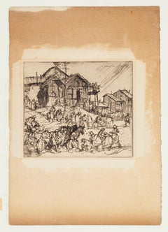 People - Original Etching by F. Brangwyn - Mid 20th Century