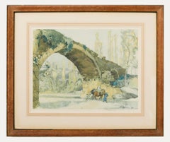 Sir Frank Brangwyn RA (1867-1956) - Litografia incorniciata, Ponte del Molino, Assisi