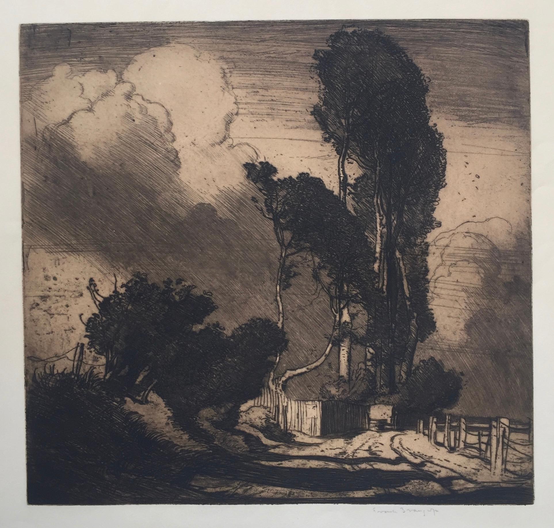 Sir Frank Brangwyn Landscape Print - THE STORM  - Dramatic Large Etching