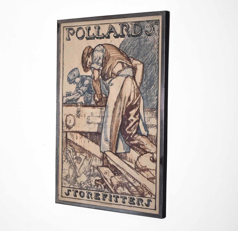 A colour lithographic framed poster, printed by the Avenue Press, London and designed by Sir Frank Brangwyn (1867-1956) for Pollards Storefitters. Circa 1930.

Printed initials in the bottom left. The poster is framed in a later ebonised and