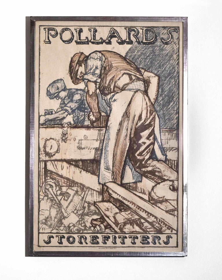 Sir Frank Brangwyn Designed for Pollards Storefitters Framed Poster In Good Condition For Sale In Norwich, GB