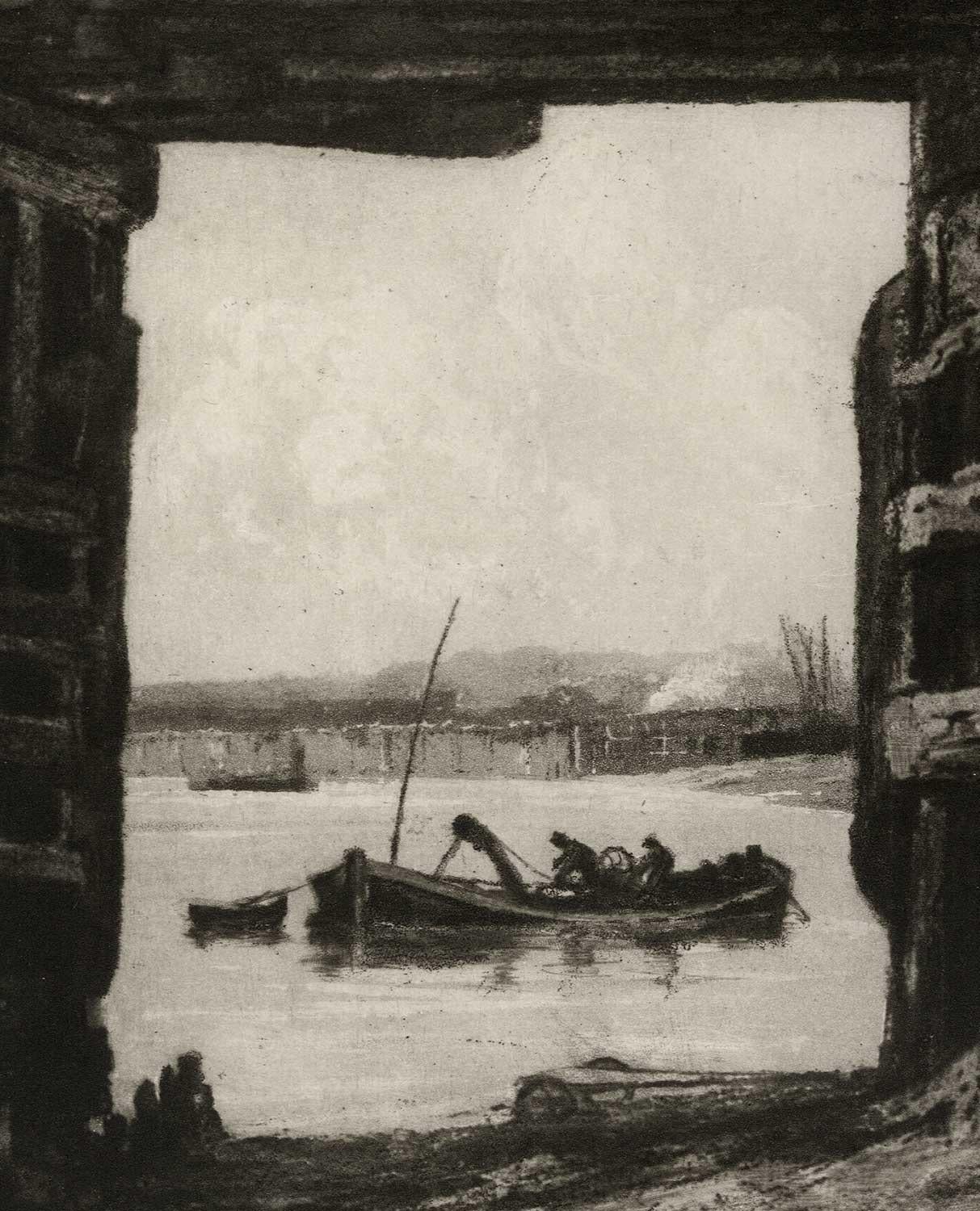 A Span of Old Battersea Bridge (an English landmark and a  favorite of Whistler) - Print by Sir Frank Short