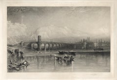J. M. W. Turner / Sir Frank Short mezzotint "Erhrenbreitstein to Coblenz, No. 2"