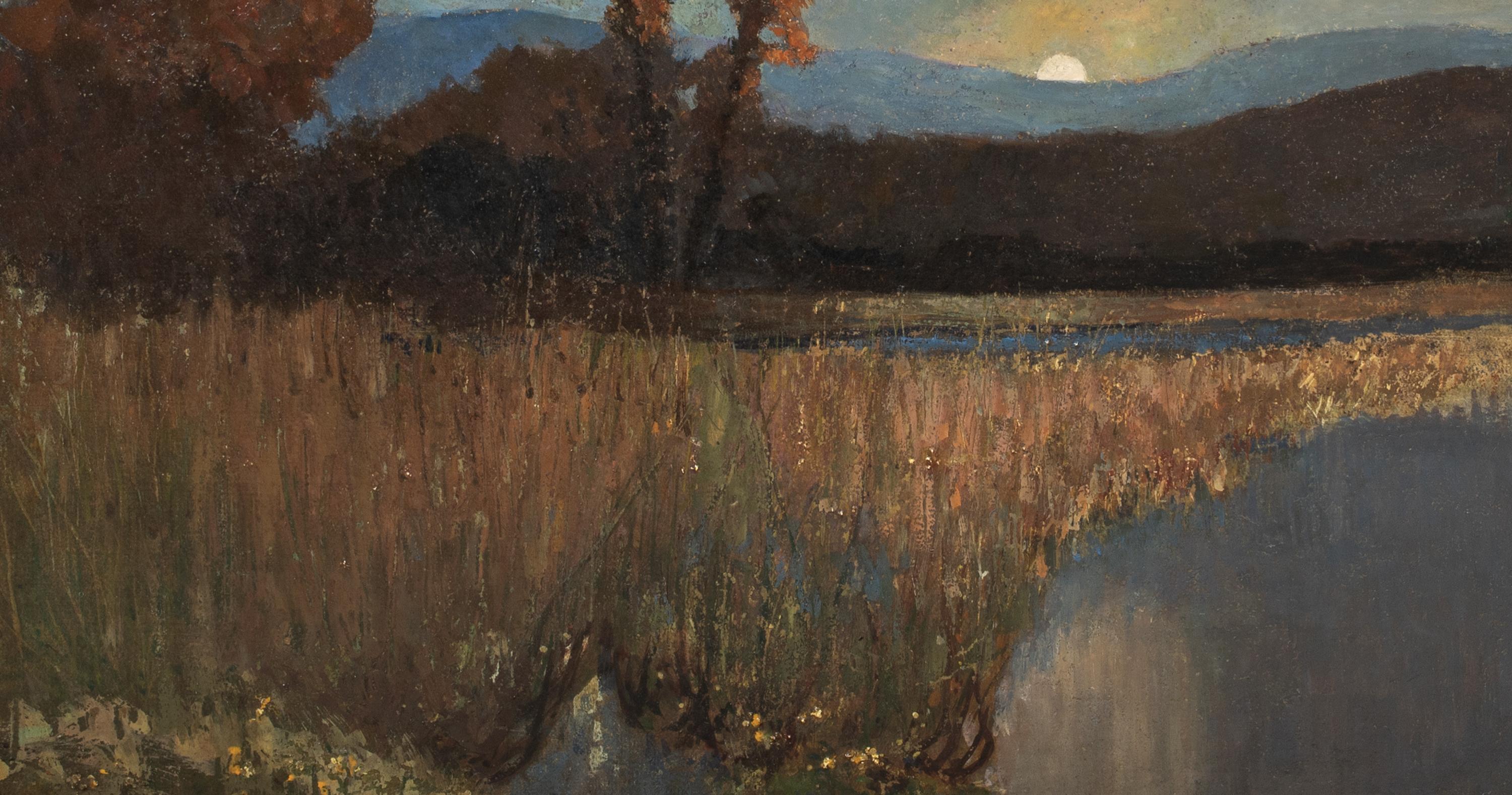 Essex: October Twilight, 19th Century  by Sir George CLAUSEN (1852-1944) 1