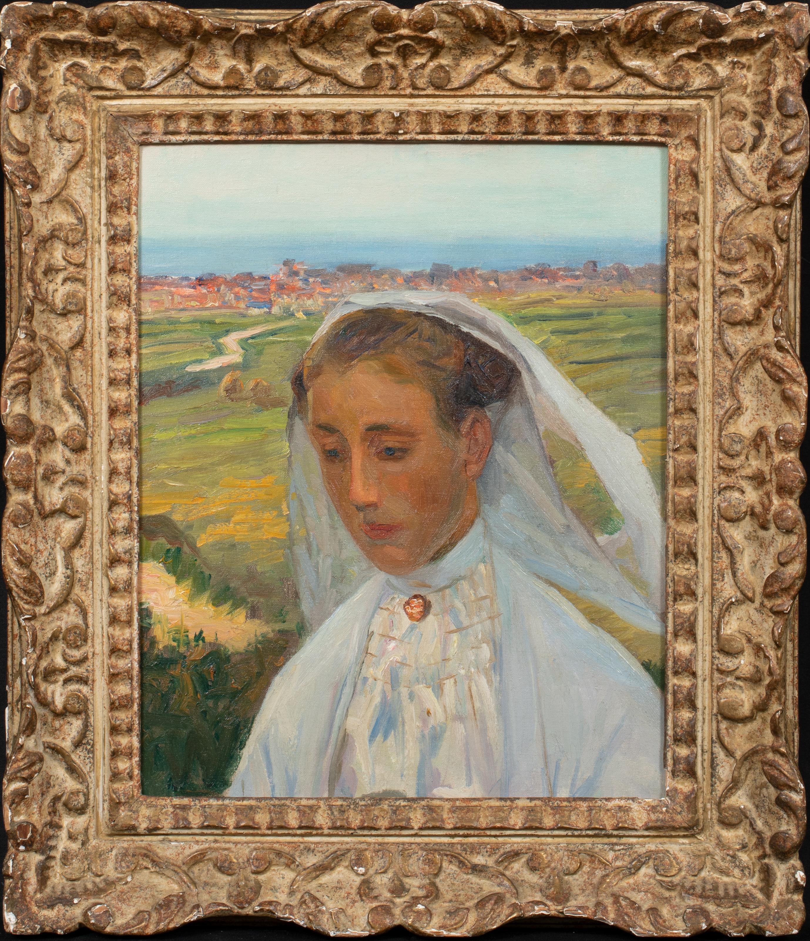 Sir George Clausen Portrait Painting - Portrait Of A Bride, circa 1900