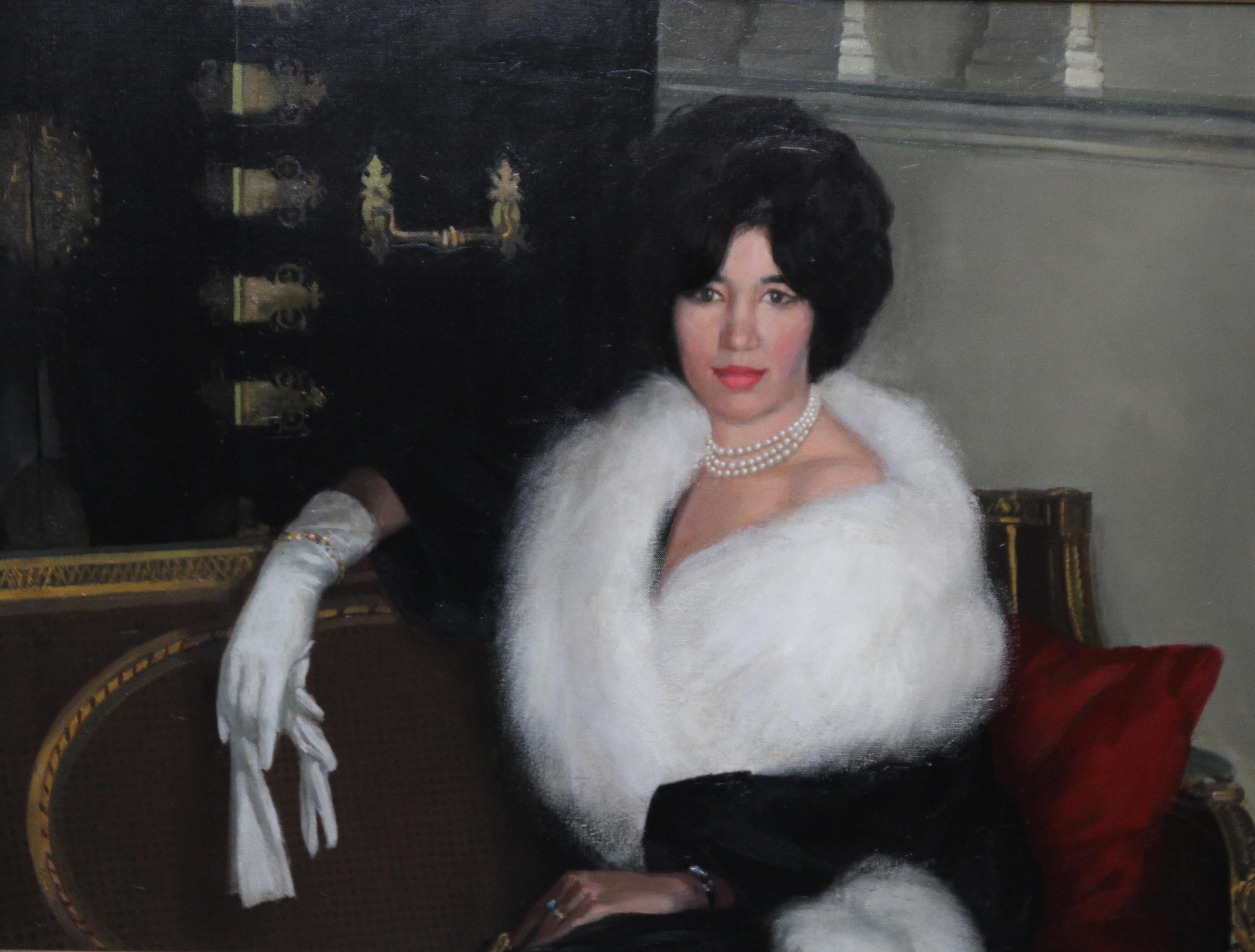 Mrs Rona Lucas nee Levey -British art 50s interior female portrait oil painting  4