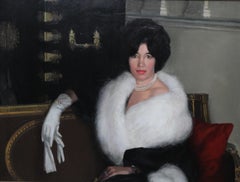 Mrs Rona Lucas nee Levey -British art 50s interior female portrait oil painting