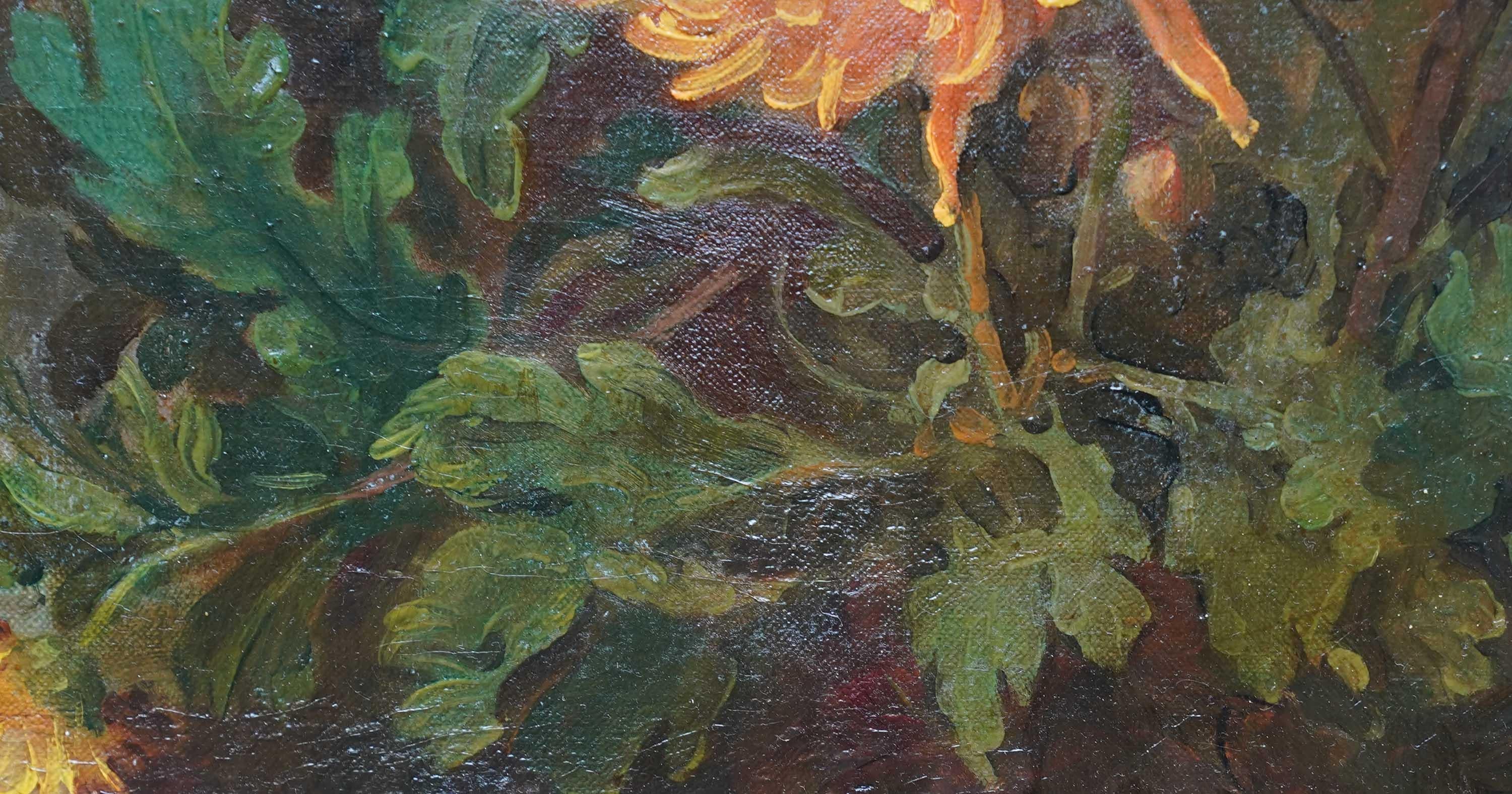 Porträt einer Dame, die Blumen arrangiert - Ölgemälde der britischen Kunst der 1940er Jahre im Angebot 3