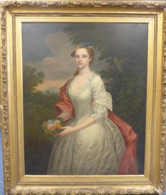 19th century antique portrait lady in landscape Godfrey Kneller (manner of)