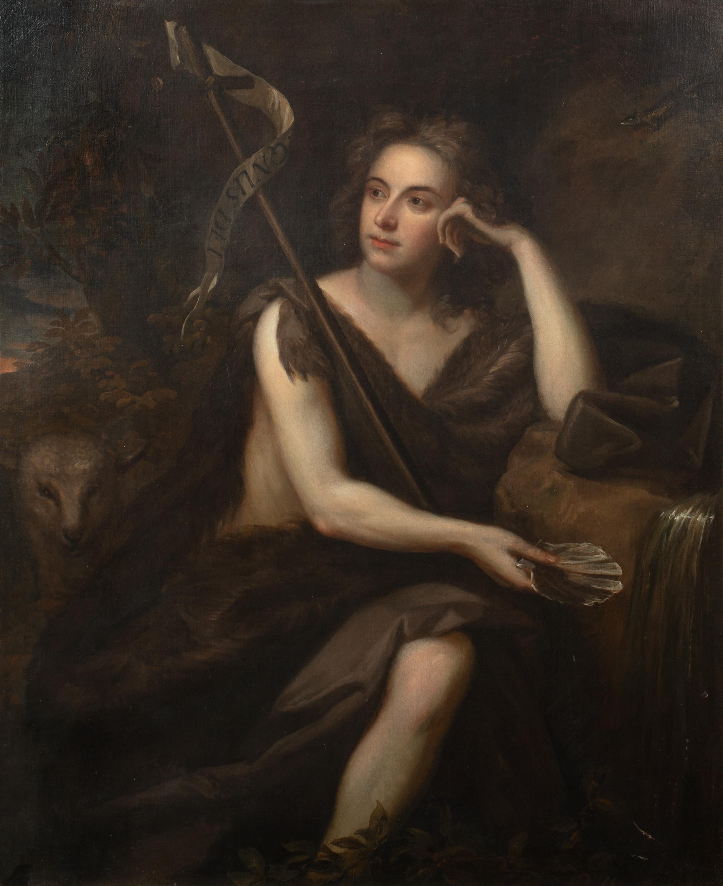 Sir Godfrey Kneller Portrait Painting - A Young Gentleman Posing As Saint John In The Wilderness, 18th Century  