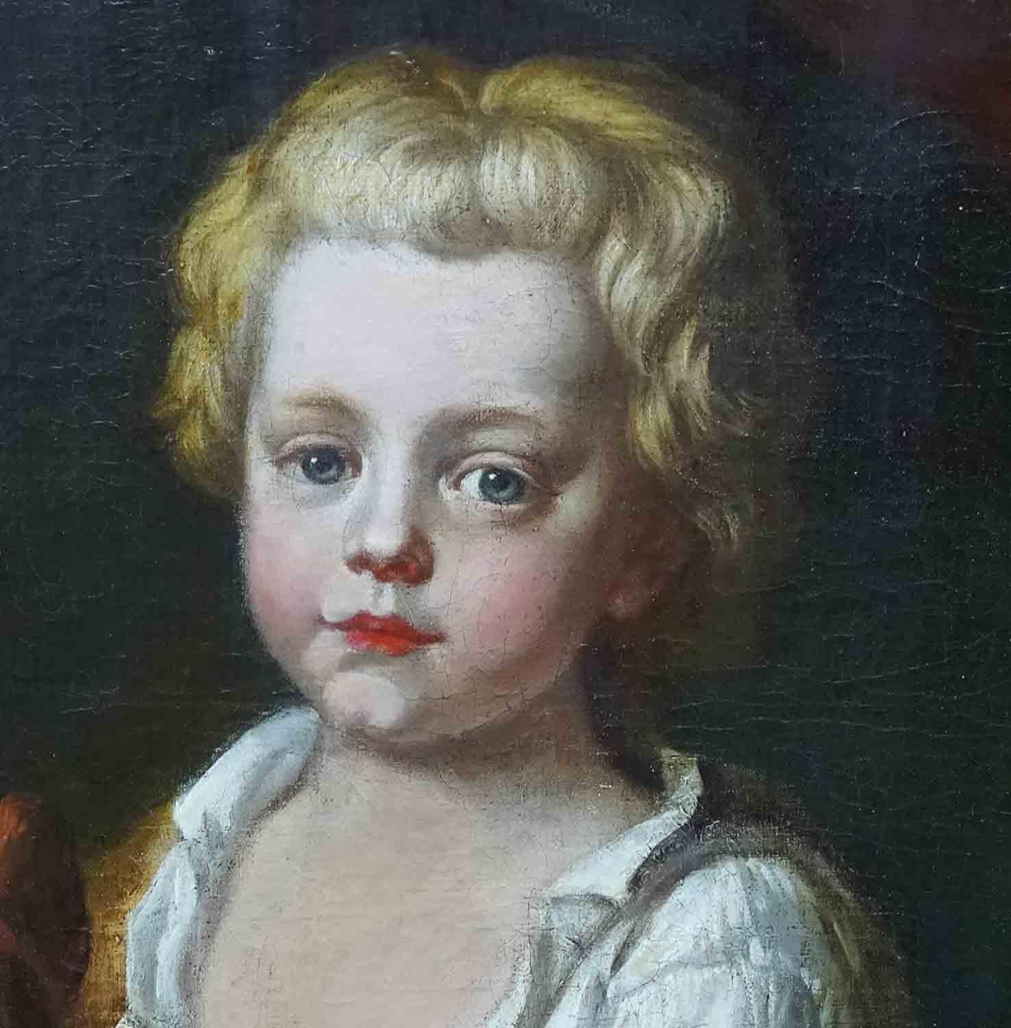 Portrait of a Boy with Bird - British 17thC  Old Master art oil painting For Sale 2