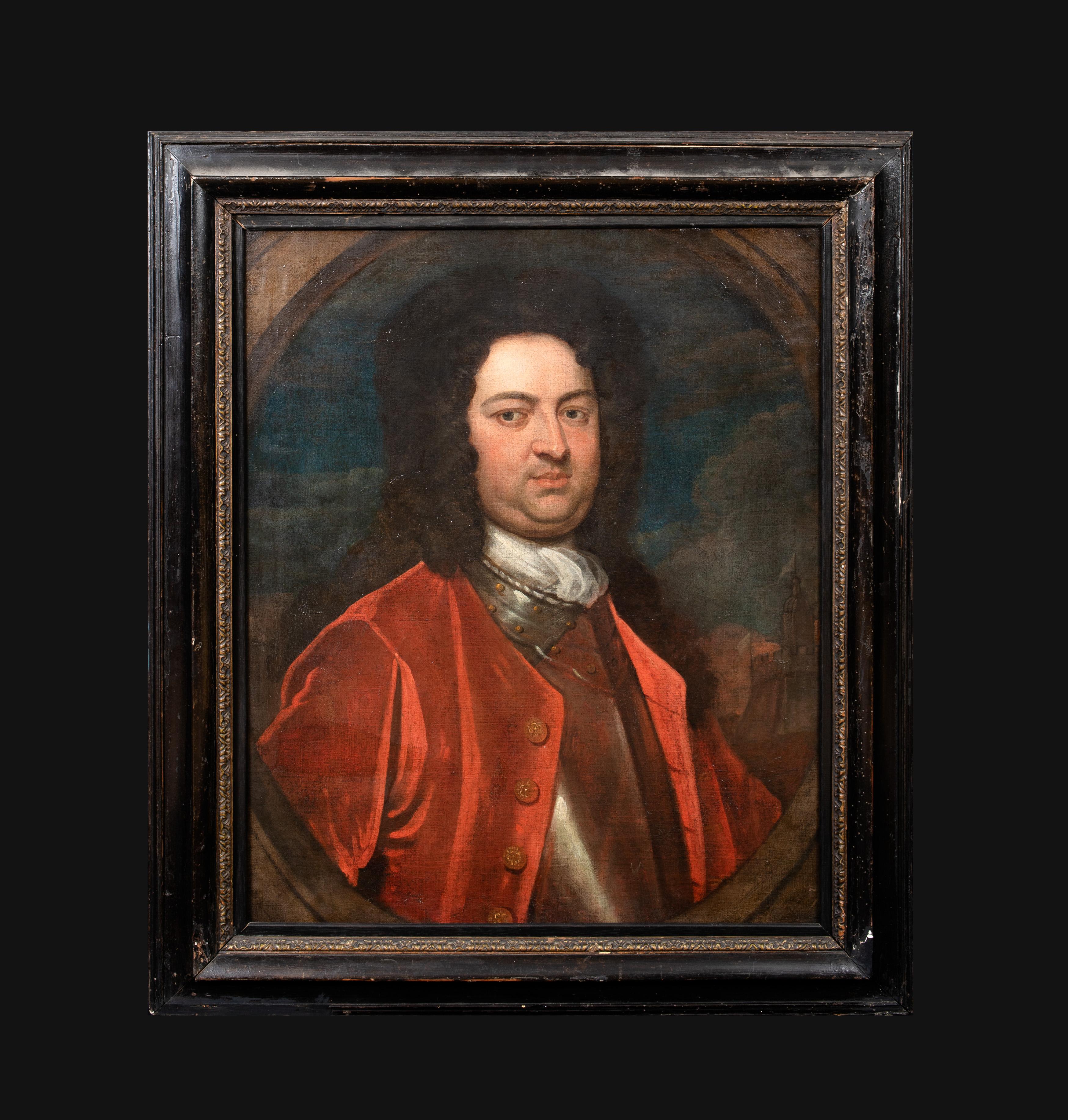 Ritratto di un alto ufficiale militare britannico, identificato come Charles Sackville, - Portrait Painting Marrone di Sir Godfrey Kneller