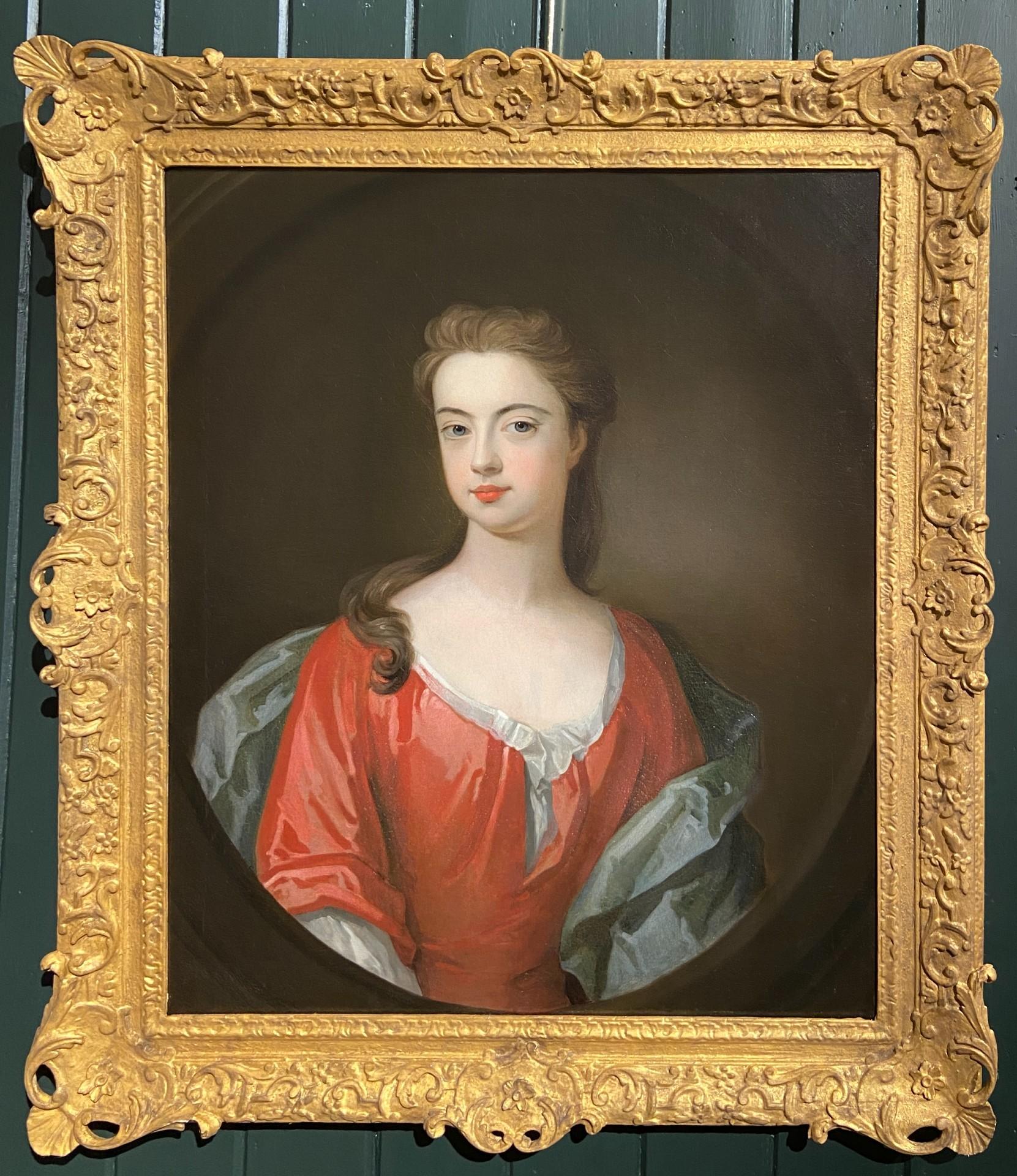 Porträt einer jungen Frau, Sir Godfrey Kneller, handgeschnitzter vergoldeter Rahmen im Angebot 1