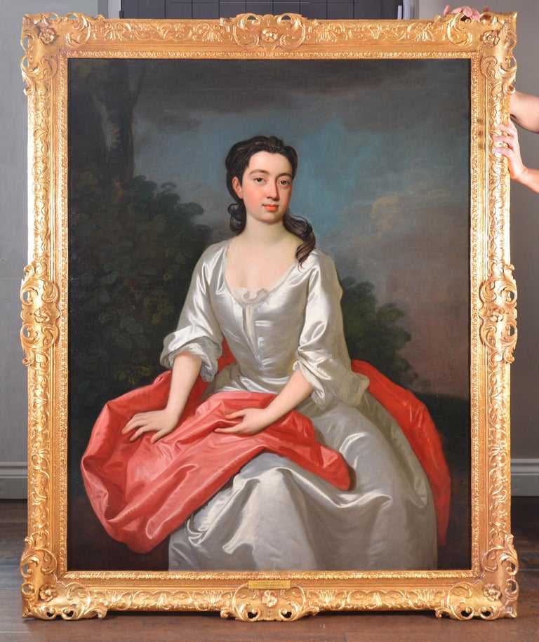 Sir Godfrey Kneller Figurative Painting - Portrait of Isabella Marshall - Very Large 18th Century Georgian Oil Painting 