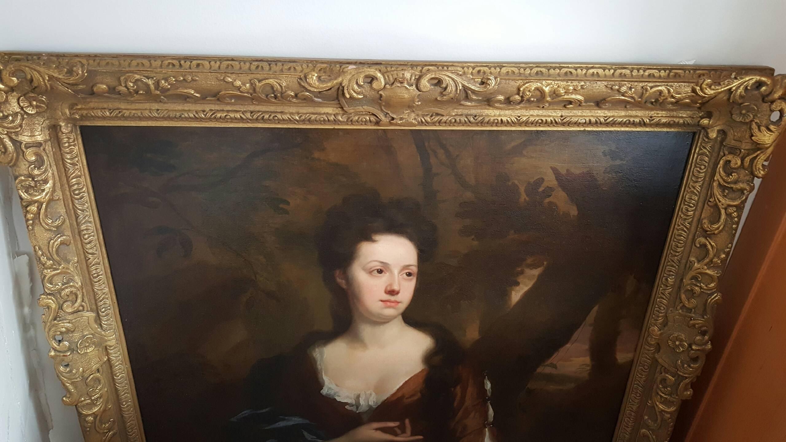 Portrait of Mrs. Fisher of Packerton, Warwick in  Brown dress with Blue Shawl 1