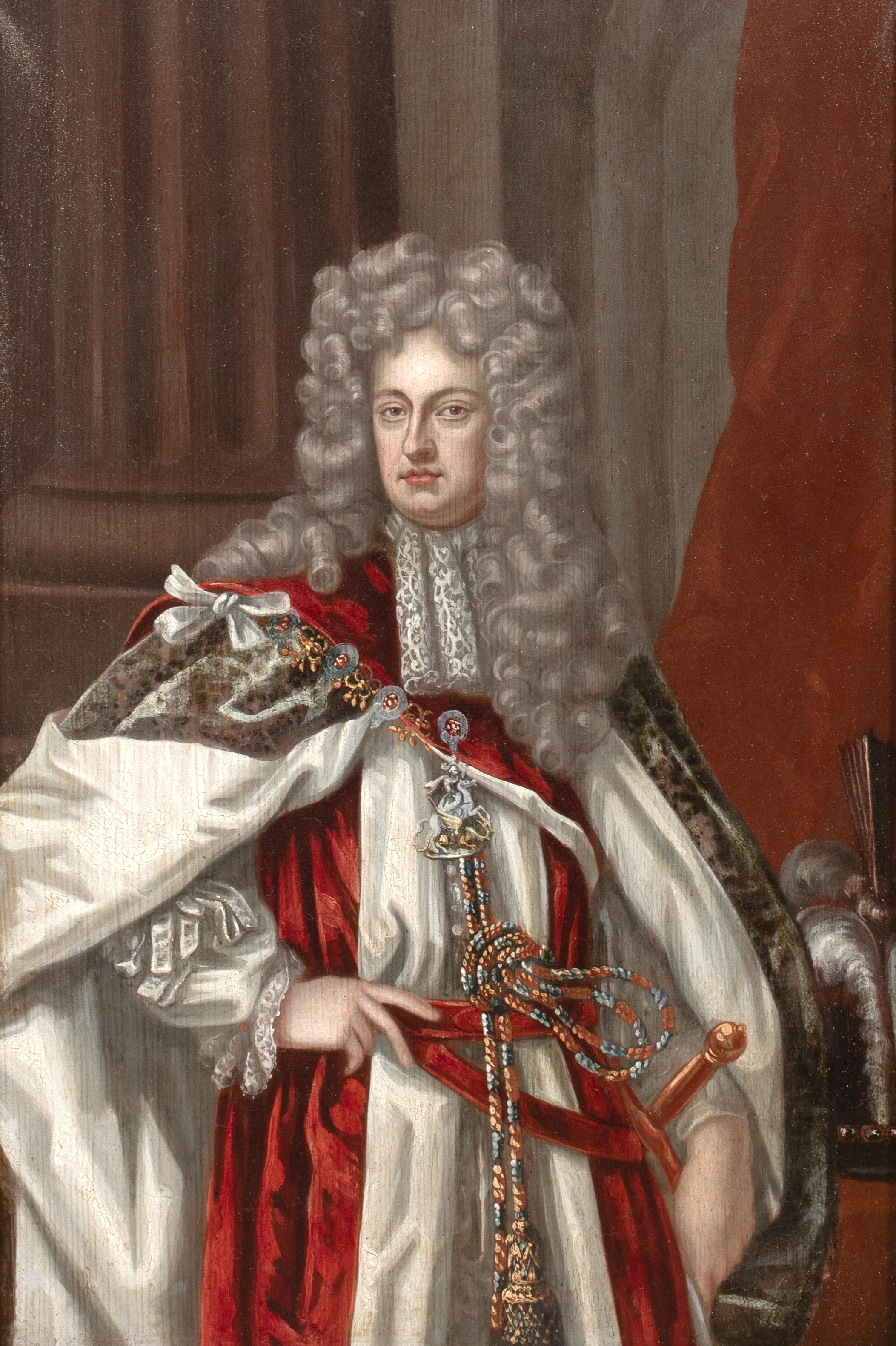 Retrato del príncipe Jorge de Dinamarca, duque de Cumberland (1653-1708) - Portrait Painting Marrón de Sir Godfrey Kneller