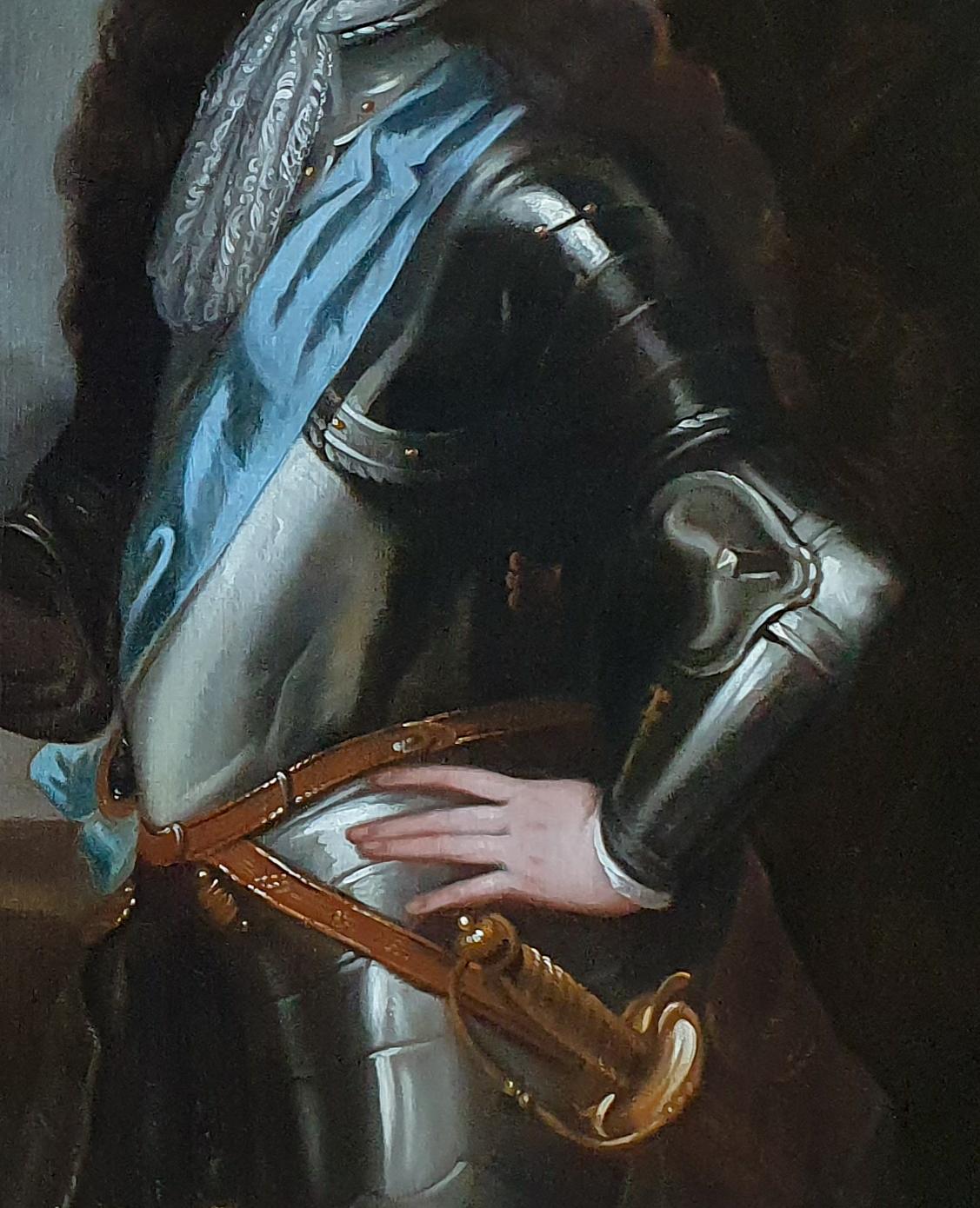 Portrait of King William III circa 1700, Antique Oil on Canvas Painting - Black Portrait Painting by Sir Godfrey Kneller (Studio of)