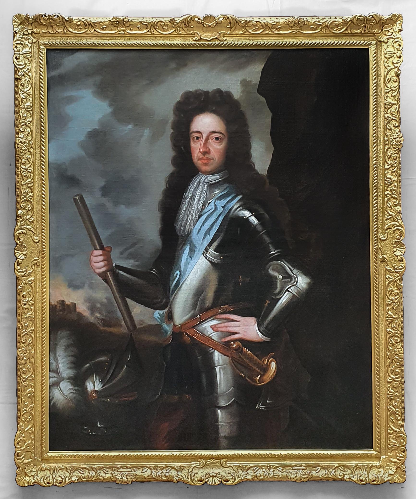 Sir Godfrey Kneller (Studio of) Portrait Painting - Portrait of King William III circa 1700, Antique Oil on Canvas Painting