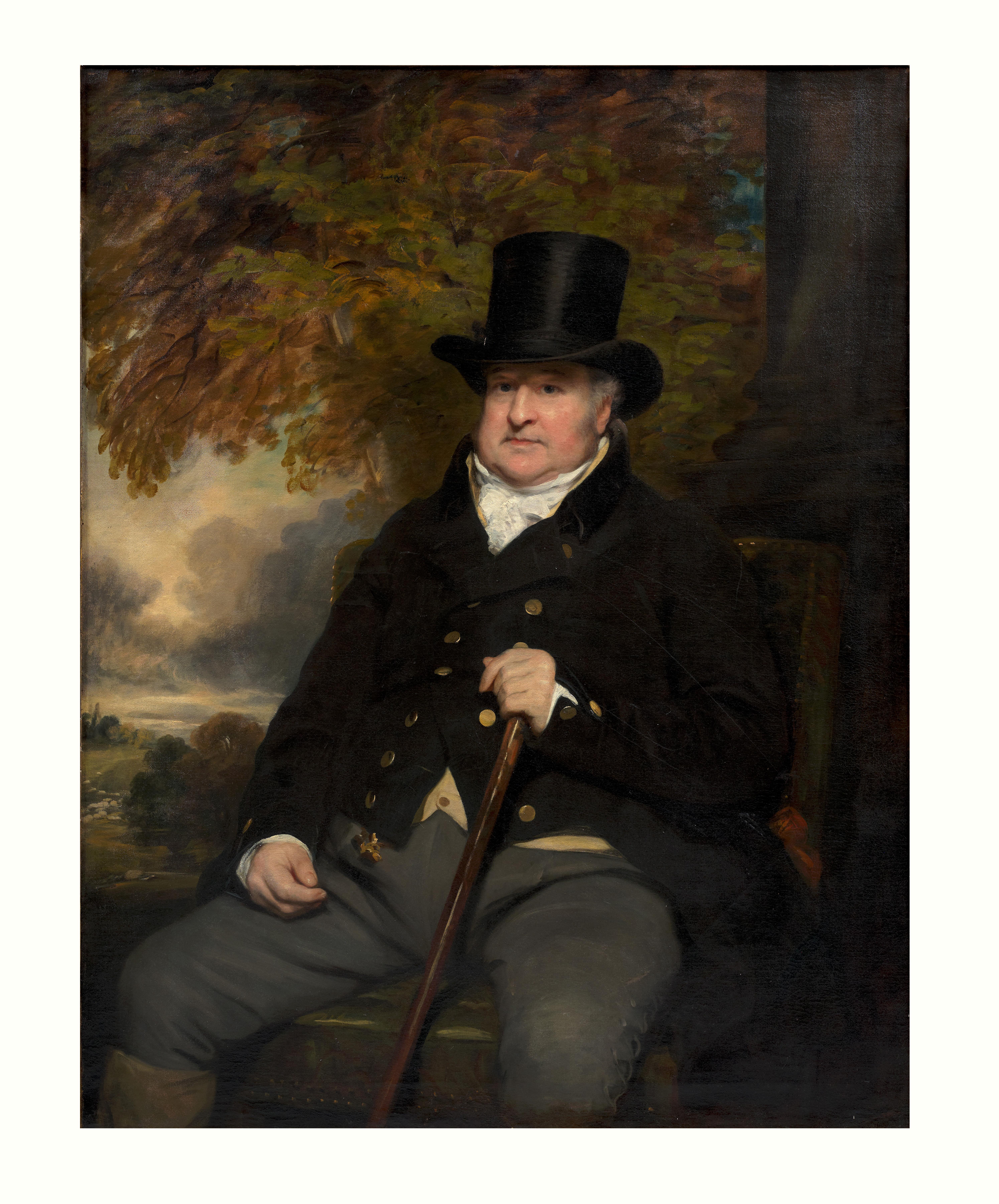 XIX secolo di Sir Henry Raeburn Ritratto di un proprietario terriero Olio su tela in vendita 1