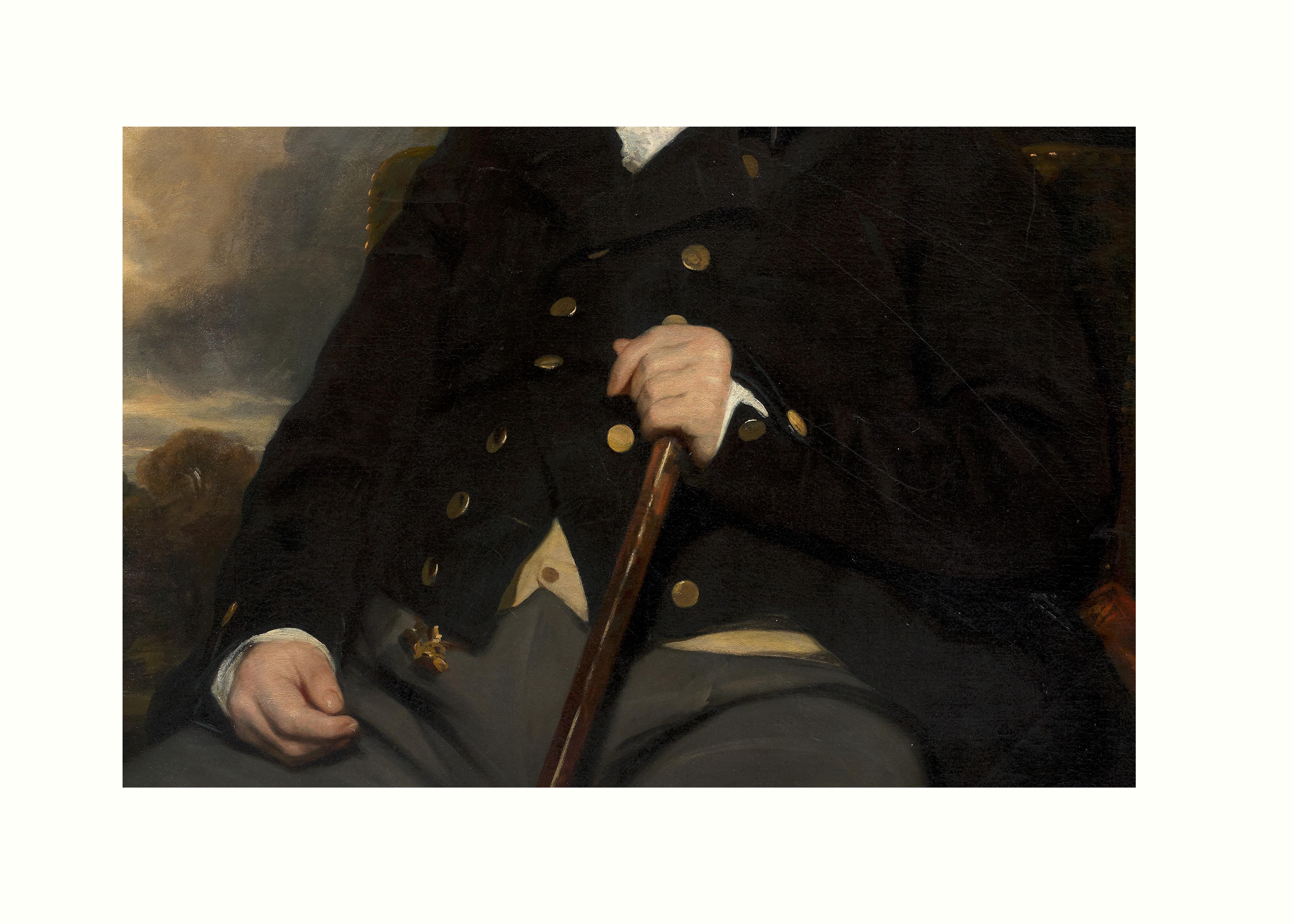XIX secolo di Sir Henry Raeburn Ritratto di un proprietario terriero Olio su tela in vendita 3