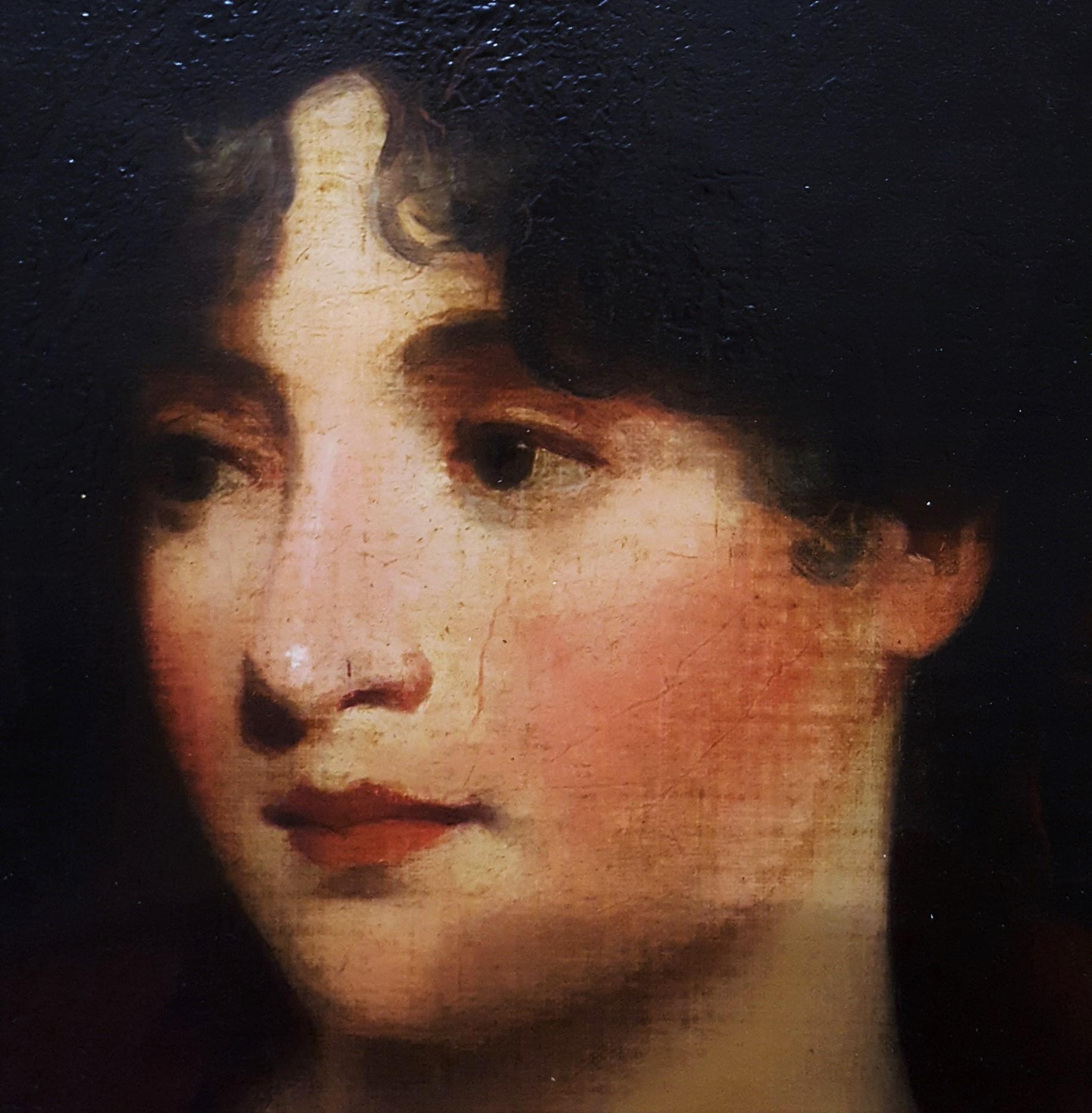 Porträt von Margaritta MacDonald in roter Jacke und weißem Kleid (Halslänge) im Angebot 5