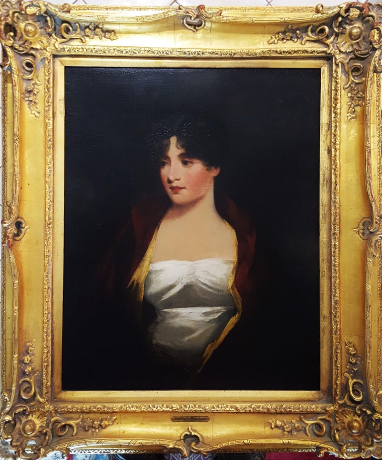 Portrait of Margaritta MacDonald in red jacket and white gown (half-length) - Painting by Sir Henry Raeburn