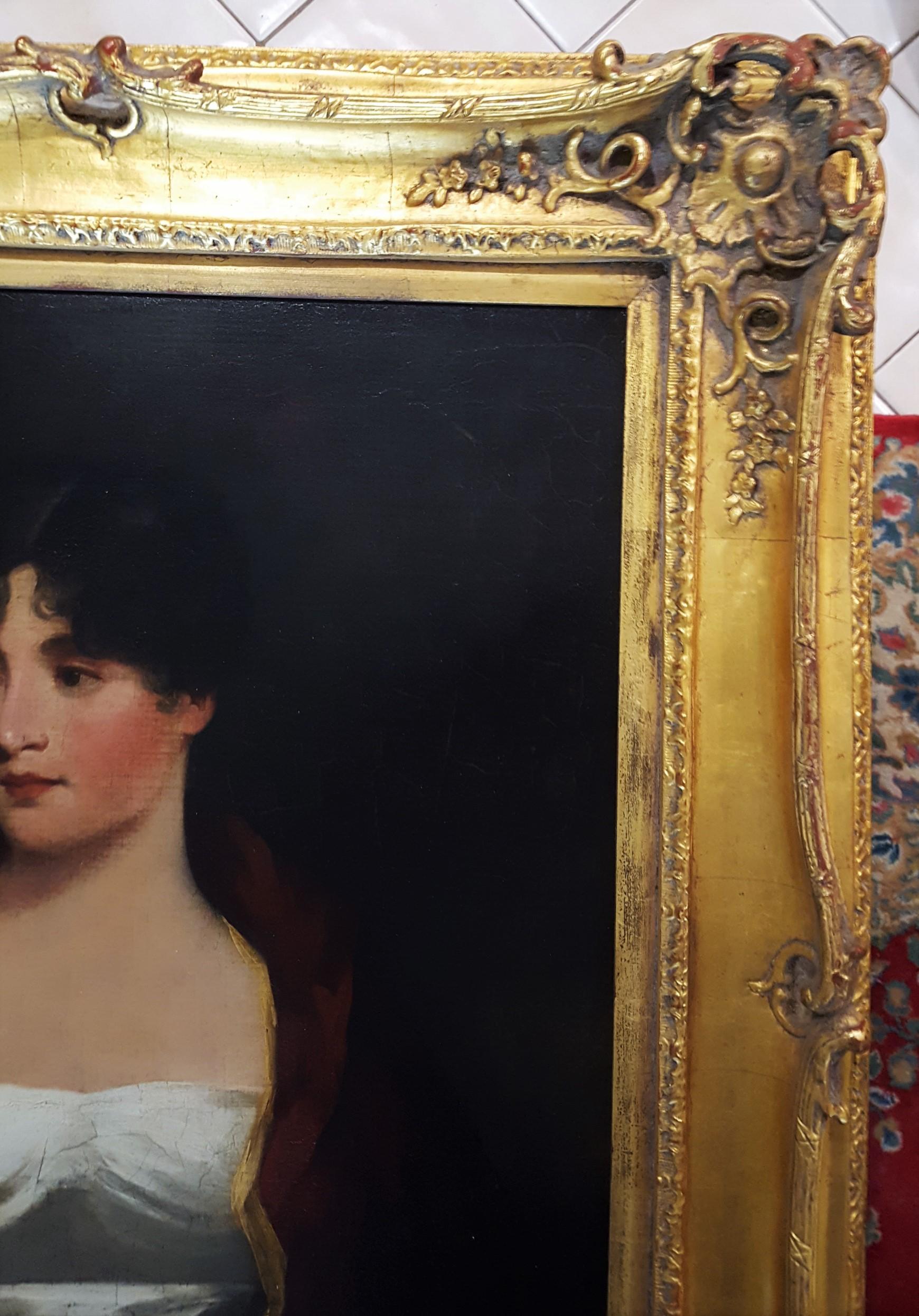 Porträt von Margaritta MacDonald in roter Jacke und weißem Kleid (Halslänge) (Schwarz), Portrait Painting, von Sir Henry Raeburn
