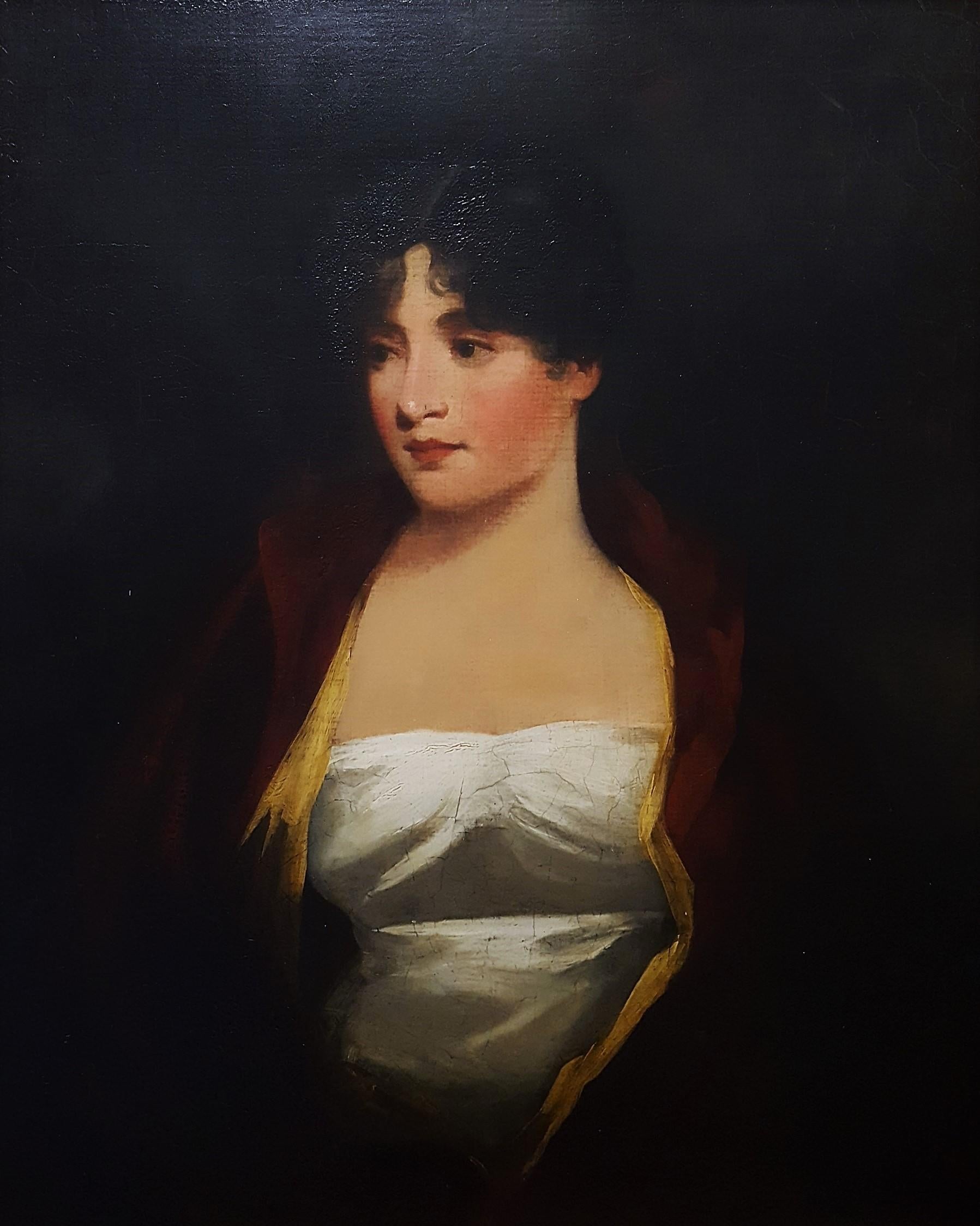 Portrait of Margaritta MacDonald in red jacket and white gown (half-length)