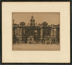 Sir Henry Rushbury (1889â€“1968)-Early 20thC Etching, The Horse Guard At Whiteha