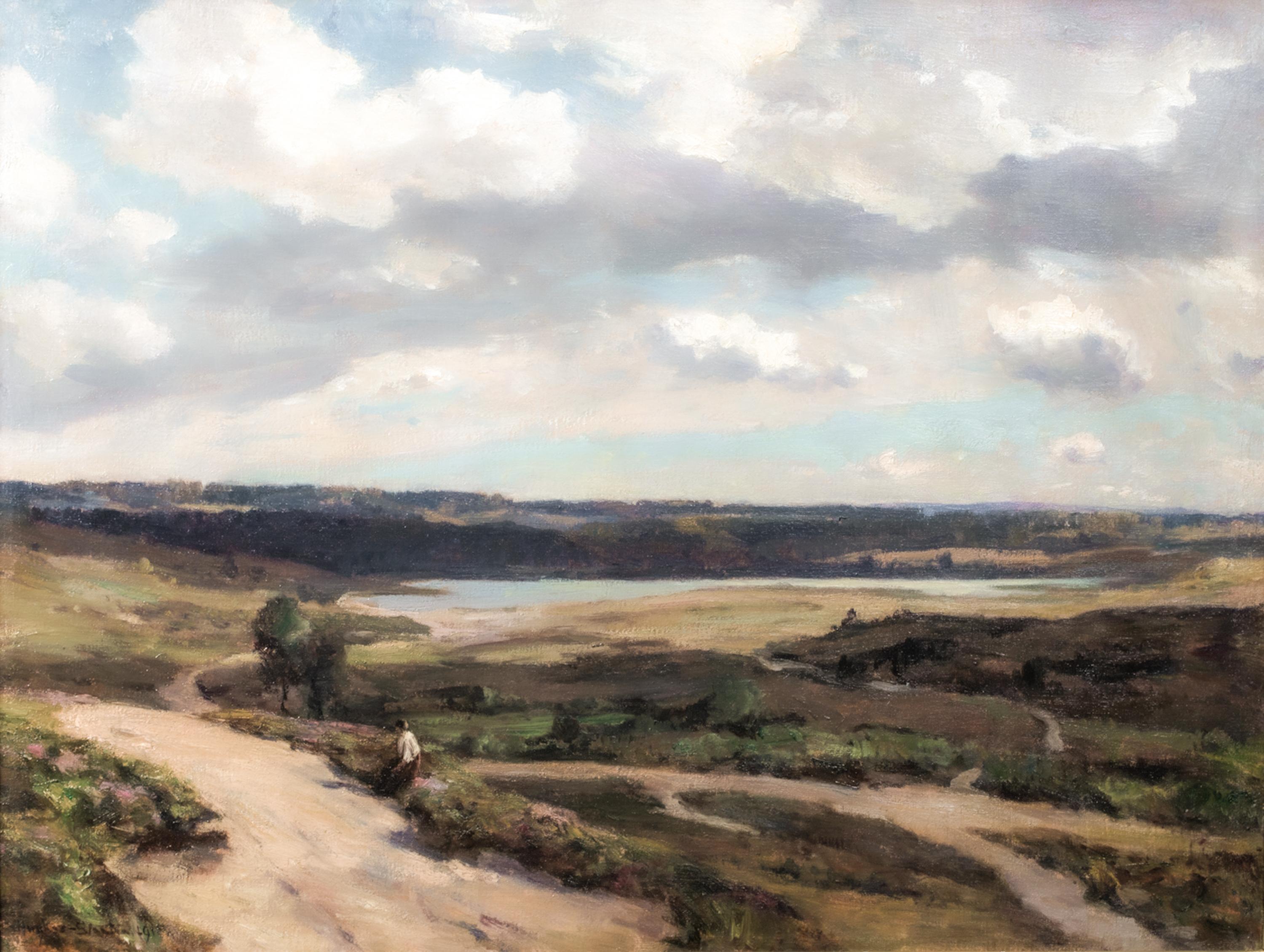 Sir Herbert Edwin Pelham Hughes Stanton  Landscape Painting - Figure In A Landscape, dated 1915
