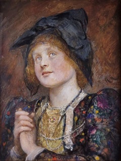 Portrait of a german young girl by Sir Hubert von Herkomer, period frame