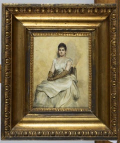Portrait Of Miss Grant, oil on wood, signed lower right